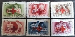 PS1549-54 / Magyarország 1957 Vöröskereszt IV. bélyegsor pecsételt