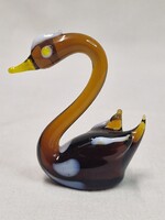 Kézműves díszüveg hattyú figura hibátlan állapotban 5 cm. magas