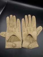 Csodaszép  VINTAGE valódi nyitott kézfejű peccary bőr női S -es szuper autós kesztyű