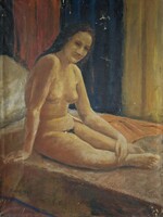 1 ft-ról!  Magdányi 947 jelzéssel, Női akt.  Olaj/vászon,  101x76cm! Kerete sajnos nincs!