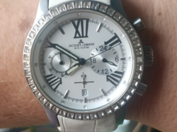 Jacques Lemans chronograph 100 méterig vízálló zafír kiváló eredeti bőr szíjas