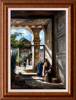 Alim Adilov: Árkád alatt- kerettel 84x64 cm - alkotás: 70x50cm - AA025/876