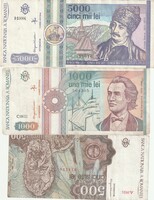 ROMÁNIA, 3 db Lei LOT ('91-'92) egyben ár alatt!