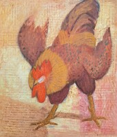 RITKASÁG! Láng Rudolf: Kakas (olajfestmény keretben) állatfestészet