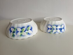 2 db régi nagy méretű Gránit tál virág mintás gyöngyös leveses pörköltes tál gyöngysor mintás