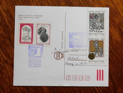 Levelezőlap 1987. Teleki afrikai expedíciója centenáriuma, rajta Hunyadi bélyegpár, és más