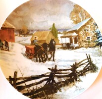 Schumann Arzberg porcelán dísztányér téli életképpel(Téli reggel - Peter Etril Snyder