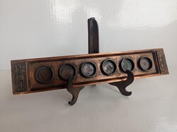 Iparművész ötvös vörösréz tálca, kupica tartó Ember motívumos