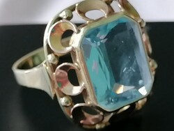Art deco akvamarin drágaköves arany gyűrű