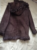 Sötétbarna művelúr női kabát