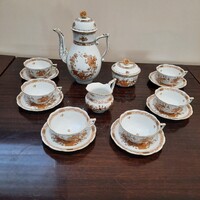 Herendi Orange Indiai kosármintás porcelán teáskészlet, teás készlet