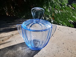 Hollóházi ART DECO BLUE GLASS BONBONNIER
