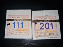 2001, két volán buszbérlet