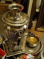 ANTIK CÁRI OROSZ SZAMOVÁR JELZETT : BATASHEV ( BATASEV ),JELZETT TÁLCÁJÁVAL 1882 !! + KIFOLYÓ EDÉNY