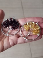 5cm 2db Valodi ásvány élet fa Medál Citrin és Gránát