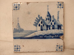 Antik delfti porcelán 18. század kék csempe Delft nr. 67 4573