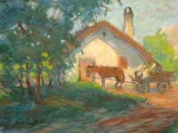 TAVASZI AKCIÓ! EREDETI CSODÁS  Miklósi-Mutschenbacher Ödön / 1881-1942 / : LOVASSZEKÉR