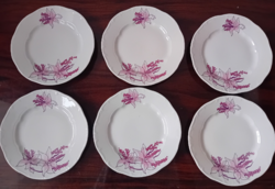 HIBÁTLAN, ZSOLNAY PORCELÁN, LILA, ORCHIDEA MINTÁS 6 DB-OS SÜTEMÉNYES KÉSZLET