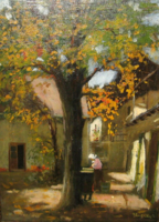 ÚJÉVI AJÁNLAT! GARANTÁLTAN EREDETI CSODÁS ILNITZKY / XX.század eleje / FESTMÉNY : TABÁNI UDVAR