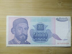 Jugoszlávia, 50.000,  ötvenezer Dinár 1993