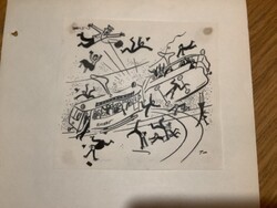 Toncz Tibor eredeti karikatúra rajza a Szabad Száj c. lapnak 16 x 15 cm papírra ragasztva BESZKART