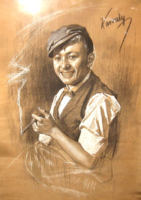 1800-as évekből GARANTÁLTAN EREDETI CSODÁS KARVALY MÓR  / 1860-1899 / : DOHÁNYZÓ INAS