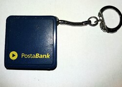 1990'S - magyar POSTABANK REKLÁM PLASZTIK TOKOS MÉRŐSZALAG KULCSTARTÓ cca 1 méter a képek szerint