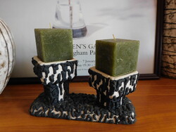 Király Károly  - retro kerámia iparművész gyertyatartó - talpán ragasztott