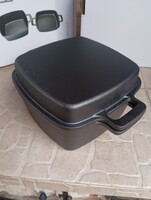 Új 2 az 1 ben Öntöttvas Kenyérsütő Holland Grill Kemence Kamadó serpenyő tepsi edény