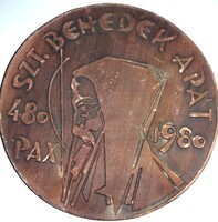 1980. BENCÉS REND.SZENT BENEDEK APÁT 1500 ÉVES EMLÉKPLAKETT kereszténymemento 10 cm képek szerint