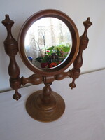 RÉGI, Ó NÉMET, ÁLLÍTHATÓ  FA  ASZTALI TÜKÖR. ALKUKÉPES!
