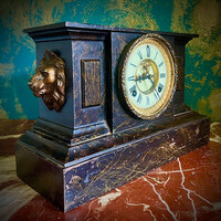 Ansonia amerikai asztali óra – 1882, öntöttvas ház, márványozott felület – nem működő szerkezet