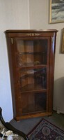 Elegáns Biedermeier Stílusú Sarokvitrin – Bronz Veretes, Szobaállapotú!