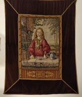 Antique Hand-Embroidered Gobelin Wall Tapestry