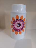 Hollóházi stilizált virágos horpasztott váza _ Seregély Márta keramikus