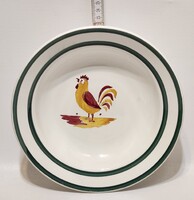 Osztrák wilhelmsburgi, kakasos keménycserép falitányér (3653)