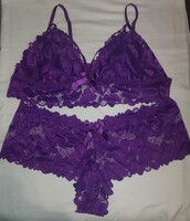 4XL-es lila csipke alsónemű szett
