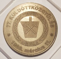 1989.OMBKE 77.küldött közgyűlés Bakonyi Bauxitbánya Tapolca plakett
