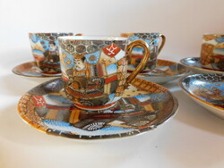 Vintage japán satsuma kézzel festett kávés/mokkás szett