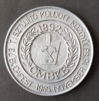 1985.OMBKE 73.Tisztújító küldött közgyűlés Budapest plakett