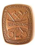 1962. OMBKE Országos Magyar Bányászati és Kohászati Egyesület bronz plakett