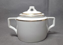 Aranyozott hófehér régi Zsolnay cukortartó , nagy méret