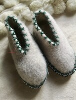 Woolen slippers, size 28-29, felted, embroidered, barefoot slippers, indoor shoes