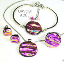 Pink-arany hullámok üvegékszer szett