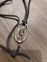 Violinkulcs - nyaklánc / s.réz - bőr