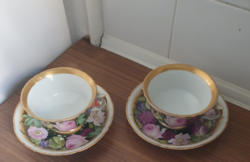 Antique Haidinger Porcelain Factory (Elbogen) Cup and Saucer Set, 3 pcs