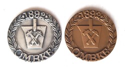 OMBKE Országos Magyar Bányászati és Kohászati Egyesület bronz plakett