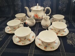 Zsolnay pipacs mintás, arany tollazott teás készlet!