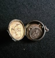 800ezüst József Mária nyitható szelence medál benne medálok Jézus Pont Max Karmel-hegy Boldogasszony