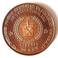 1982.OMBKE Bányászat Jubileumi közgyűlés Miskolc plakett